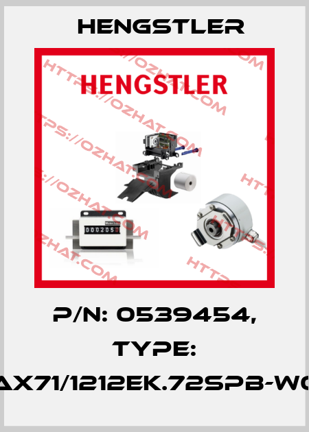 p/n: 0539454, Type: AX71/1212EK.72SPB-W0 Hengstler