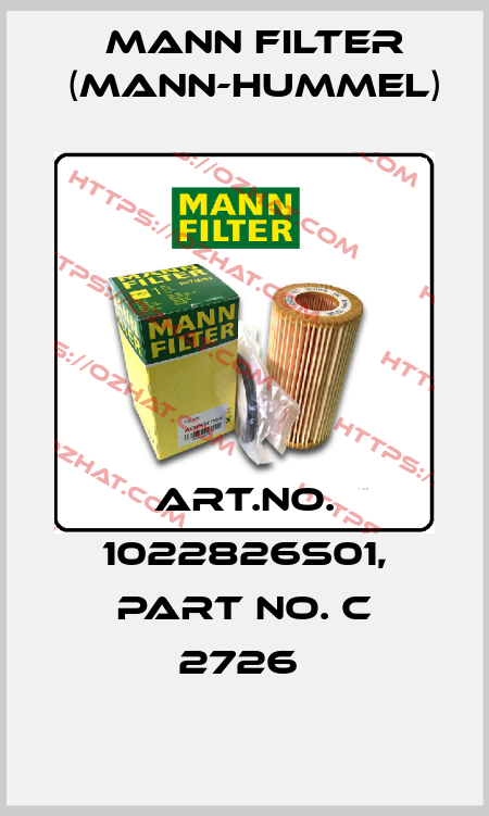 Art.No. 1022826S01, Part No. C 2726  Mann Filter (Mann-Hummel)