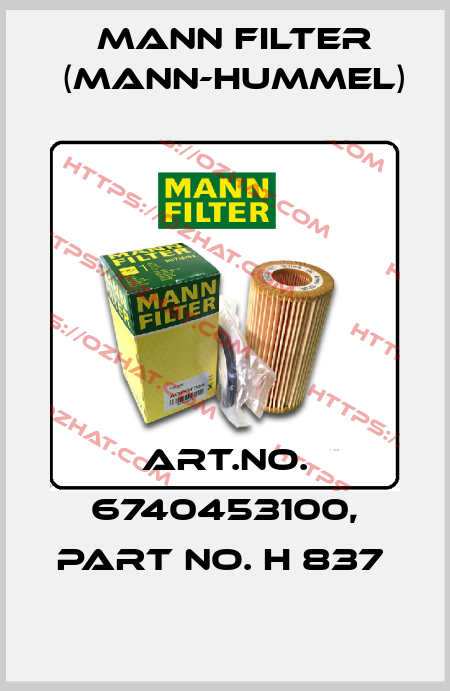 Art.No. 6740453100, Part No. H 837  Mann Filter (Mann-Hummel)