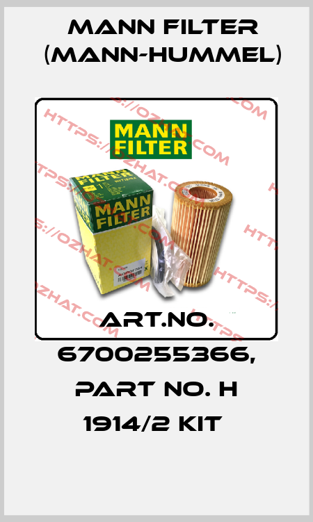 Art.No. 6700255366, Part No. H 1914/2 KIT  Mann Filter (Mann-Hummel)
