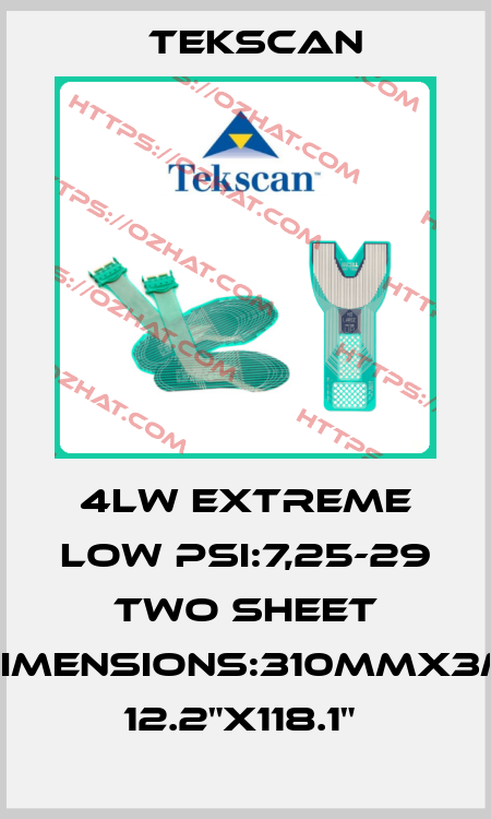 4LW EXTREME LOW PSI:7,25-29 TWO SHEET DIMENSIONS:310MMX3M 12.2"X118.1"  Tekscan