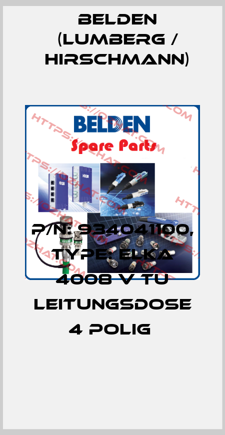 P/N: 934041100, Type: ELKA 4008 V TU Leitungsdose 4 polig  Belden (Lumberg / Hirschmann)