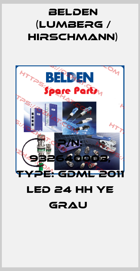 P/N: 932640003, Type: GDML 2011 LED 24 HH YE grau  Belden (Lumberg / Hirschmann)