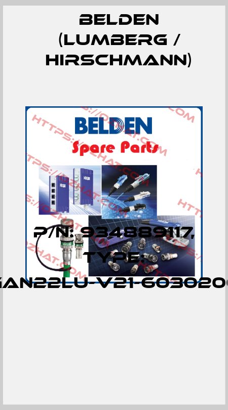 P/N: 934889117, Type: GAN22LU-V21-6030200  Belden (Lumberg / Hirschmann)
