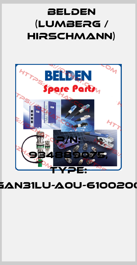 P/N: 934889075, Type: GAN31LU-A0U-6100200  Belden (Lumberg / Hirschmann)