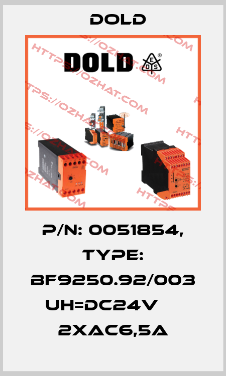 p/n: 0051854, Type: BF9250.92/003 UH=DC24V     2xAC6,5A Dold