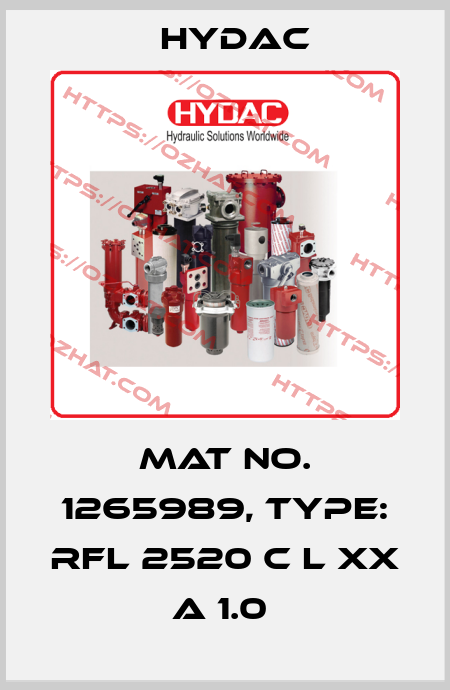Mat No. 1265989, Type: RFL 2520 C L XX A 1.0  Hydac