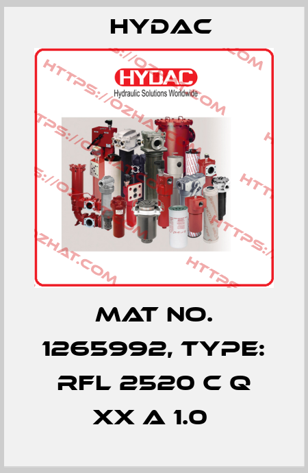 Mat No. 1265992, Type: RFL 2520 C Q XX A 1.0  Hydac