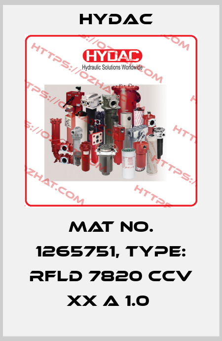 Mat No. 1265751, Type: RFLD 7820 CCV XX A 1.0  Hydac