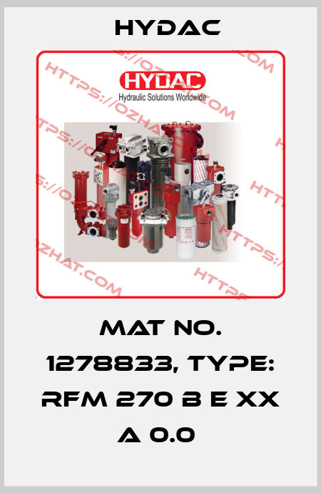 Mat No. 1278833, Type: RFM 270 B E XX A 0.0  Hydac