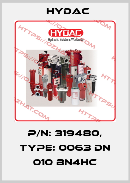 P/N: 319480, Type: 0063 DN 010 BN4HC Hydac