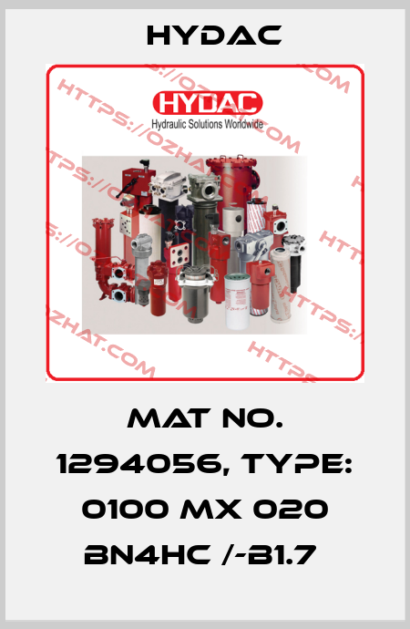 Mat No. 1294056, Type: 0100 MX 020 BN4HC /-B1.7  Hydac