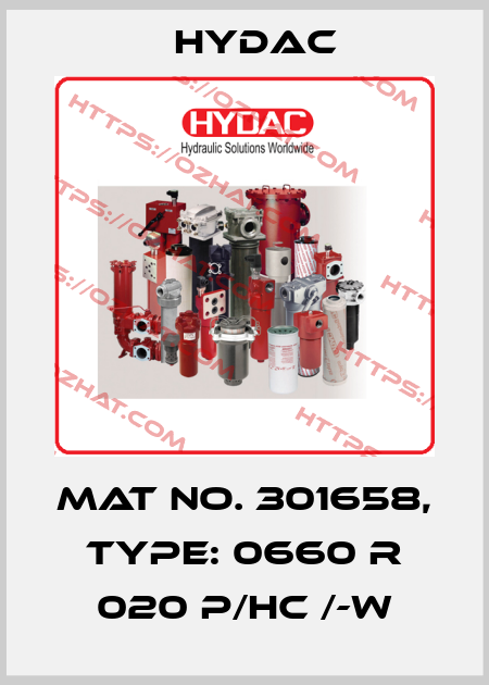 Mat No. 301658, Type: 0660 R 020 P/HC /-W Hydac