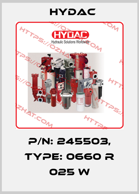 P/N: 245503, Type: 0660 R 025 W Hydac