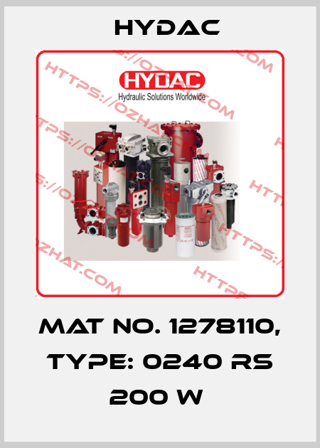 Mat No. 1278110, Type: 0240 RS 200 W  Hydac