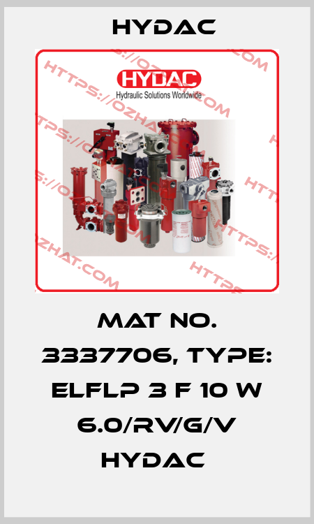 Mat No. 3337706, Type: ELFLP 3 F 10 W 6.0/RV/G/V HYDAC  Hydac
