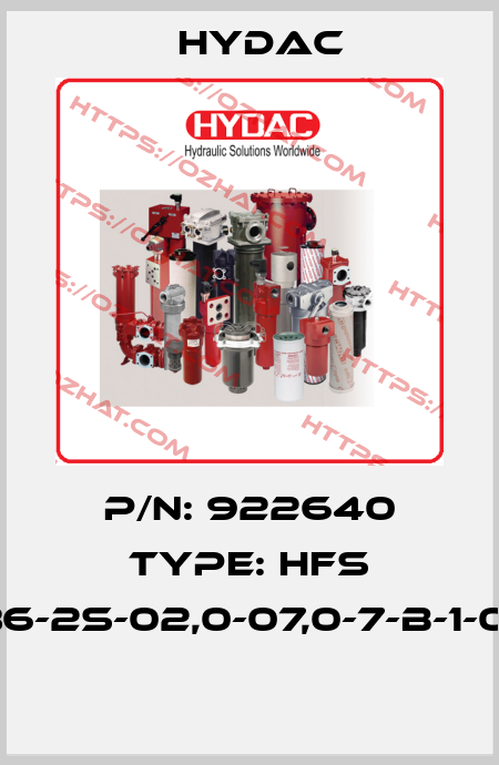 P/N: 922640 Type: HFS 2136-2S-02,0-07,0-7-B-1-000  Hydac