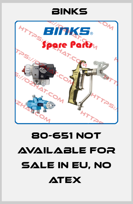 80-651 not available for sale in EU, no ATEX  Binks