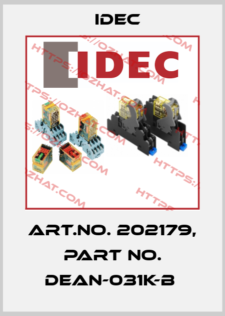 Art.No. 202179, Part No. DEAN-031K-B  Idec