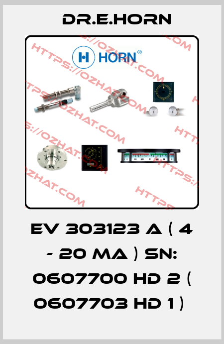 EV 303123 A ( 4 - 20 MA ) SN: 0607700 HD 2 ( 0607703 HD 1 )  Dr.E.Horn