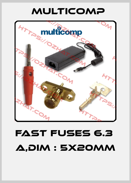 FAST FUSES 6.3  A,DIM : 5X20MM  Multicomp