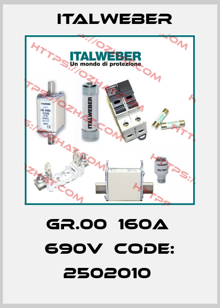 GR.00  160A  690V  CODE: 2502010  Italweber
