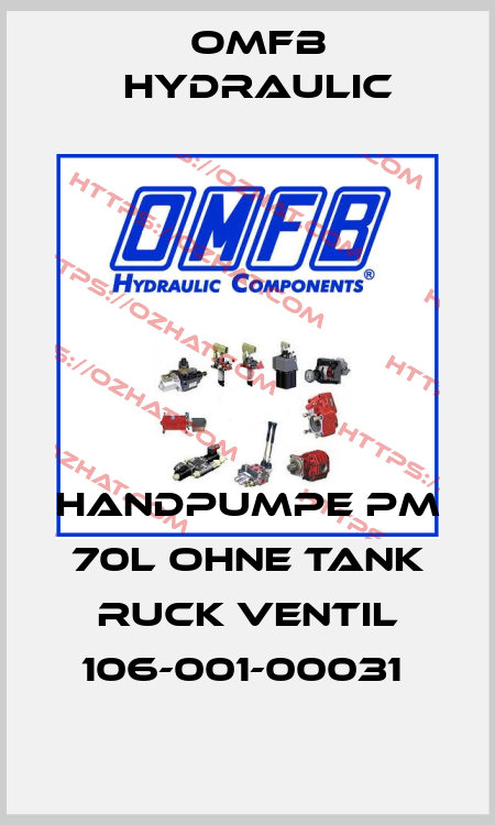HANDPUMPE PM 70L OHNE TANK RUCK VENTIL 106-001-00031  OMFB Hydraulic