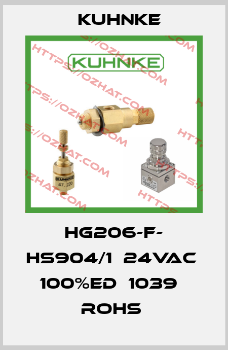 HG206-F- HS904/1  24VAC  100%ED  1039   ROHS  Kuhnke