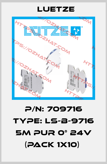 P/N: 709716 Type: LS-B-9716 5m PUR 0° 24V (pack 1x10)  Luetze