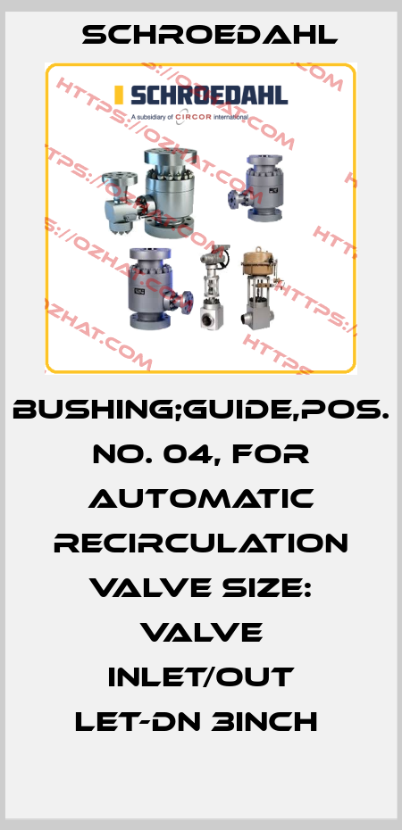 BUSHING;GUIDE,POS. NO. 04, FOR AUTOMATIC RECIRCULATION VALVE SIZE: VALVE INLET/OUT LET-DN 3INCH  Schroedahl
