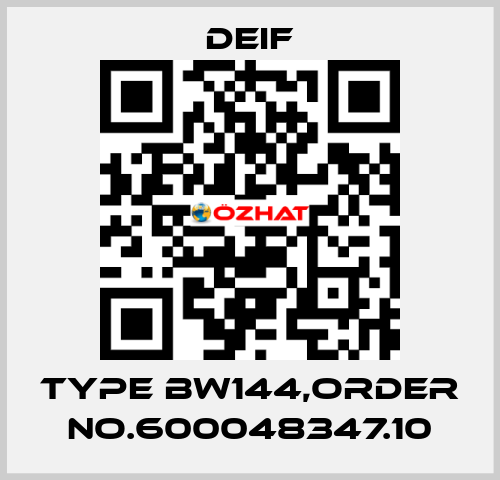 Type BW144,Order No.600048347.10 Deif