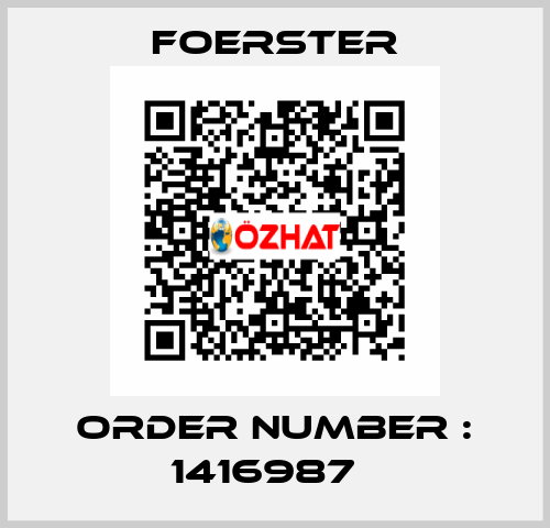 ORDER NUMBER : 1416987   Foerster
