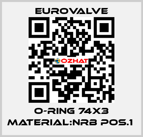 O-RING 74X3 MATERIAL:NRB POS.1  Eurovalve