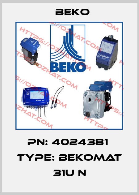 PN: 4024381  Type: BEKOMAT 31U N Beko