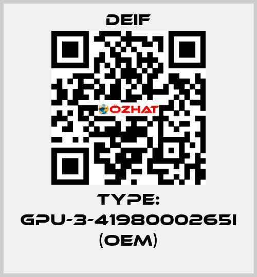 Type: GPU-3-4198000265I (OEM) Deif