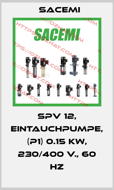 SPV 12, Eintauchpumpe, (P1) 0.15 kW, 230/400 V., 60 Hz Sacemi