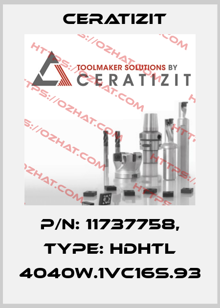 P/N: 11737758, Type: HDHTL 4040W.1VC16S.93 Ceratizit