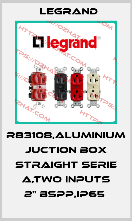 R83108,ALUMINIUM JUCTION BOX STRAIGHT SERIE A,TWO INPUTS 2" BSPP,IP65  Legrand