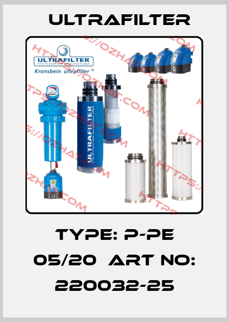 Type: P-PE 05/20  ART NO: 220032-25 Ultrafilter
