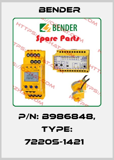 p/n: B986848, Type: 7220S-1421   Bender
