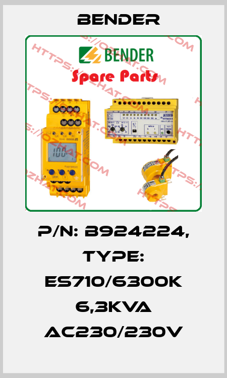 p/n: B924224, Type: ES710/6300K 6,3kVA AC230/230V Bender