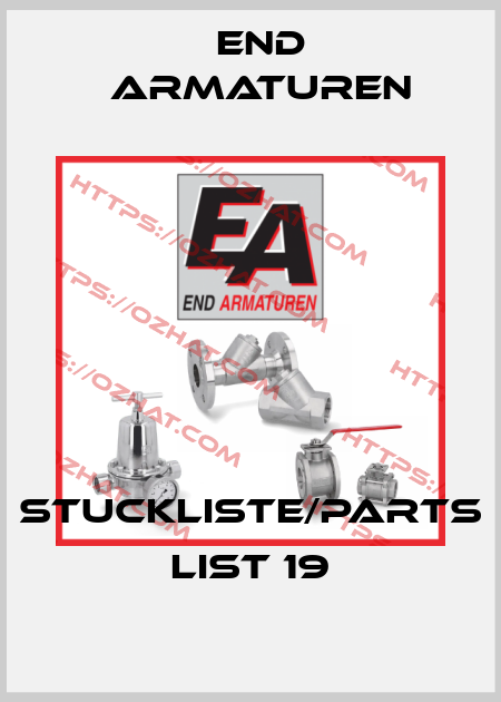 stuckliste/parts list 19 End Armaturen