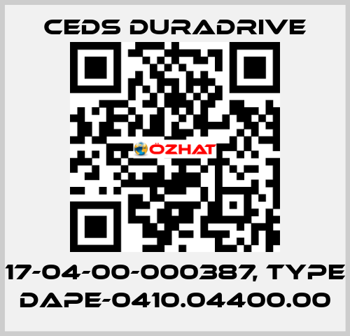 17-04-00-000387, Type DAPE-0410.04400.00 Ceds Duradrive