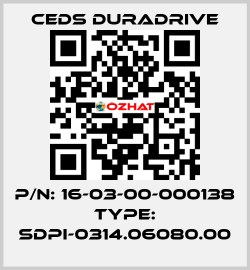 p/n: 16-03-00-000138 type: SDPI-0314.06080.00 Ceds Duradrive