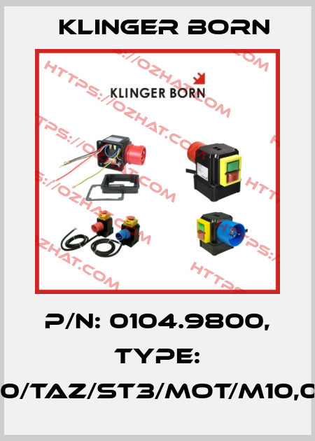 P/N: 0104.9800, Type: K900/TAZ/ST3/Mot/M10,0A/P Klinger Born