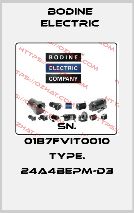 SN. 0187FVIT0010 TYPE. 24A4BEPM-D3 BODINE ELECTRIC