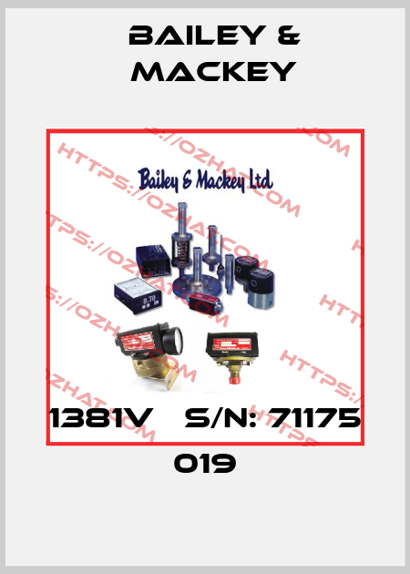 1381V   S/N: 71175 019 Bailey & Mackey