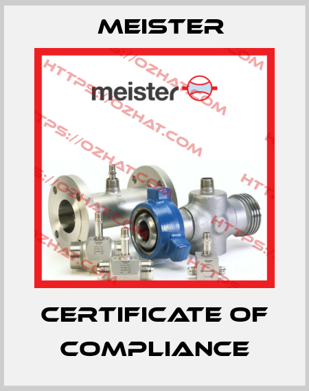 Certificate of Compliance Meister