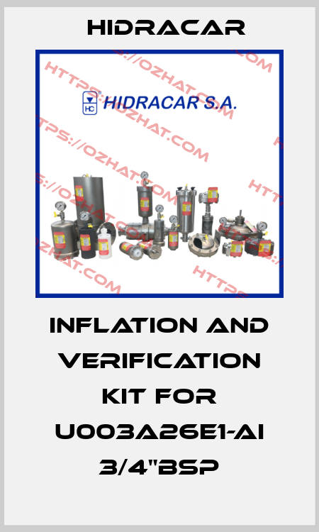 Inflation and verification kit for U003A26E1-AI 3/4"BSP Hidracar
