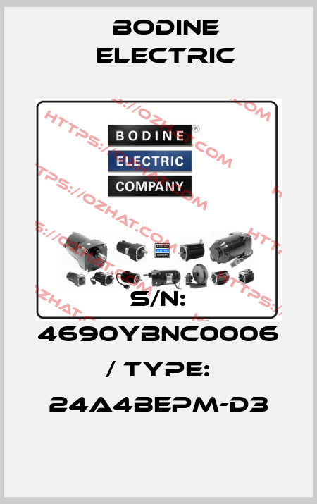 S/N: 4690YBNC0006 / TYPE: 24A4BEPM-D3 BODINE ELECTRIC